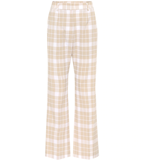 High-rise checked straight pants
