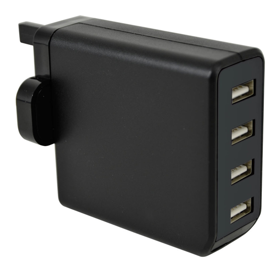 Quad UK 4.8A USB Phone Tablet Fast Charging 2.4 Amp Per Port Charger