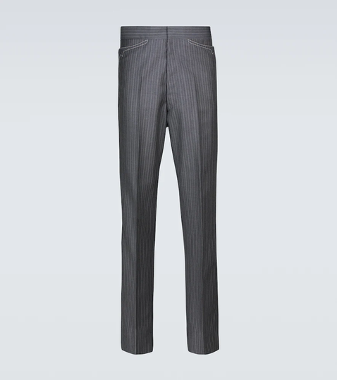 Pinstriped wool-blend pants