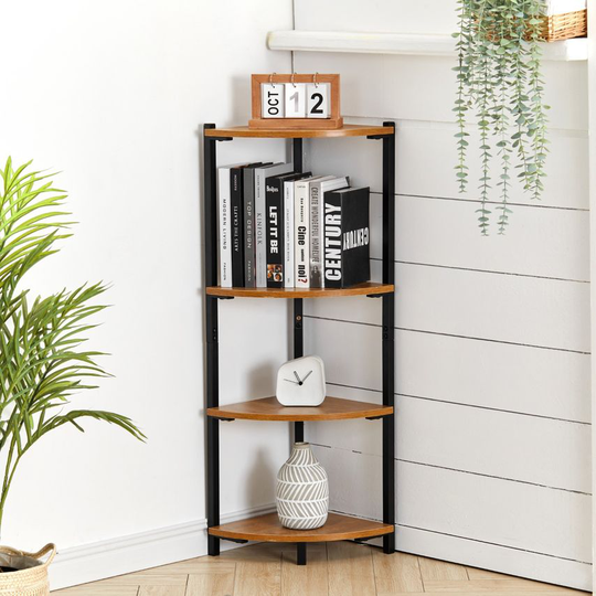 Living and Home 4 Tier Corner Shelf Rack Bookcase Storage Unit Plant Stand Organ