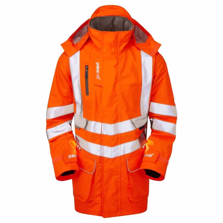 Pulsar Rail Spec High Visibility Orange Active LED Unlined Storm Coat Size L