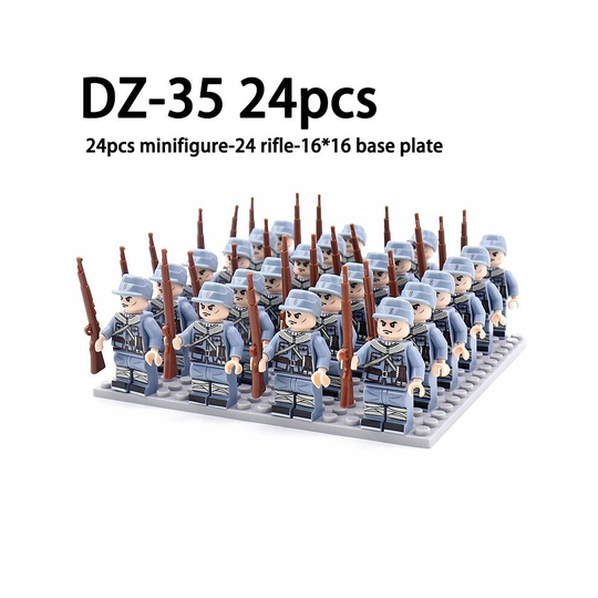 (DZ-35- 24pcs) Minifigures 24pcs Military Building Blocks Eight-nation Phalanx Assembling WW2 Military Games Sand Tables Collections 16