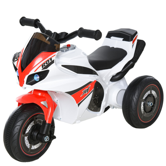HOMCOM Kids Ride-On Police Bike 3-Wheel Vehicle w/ Music Lights White