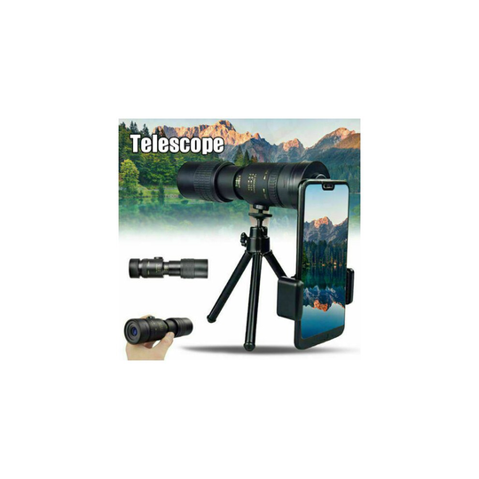 (Monocular+Tripod+Clip Set) 4K 10-300X40mm Super Telephoto Zoom Monocular Telescope with BAK4 Prism Lens
