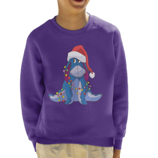 (5-6 Years, Purple) Disney Christmas Eeyore Tangled In Festive Lights Kid's Sweatshirt