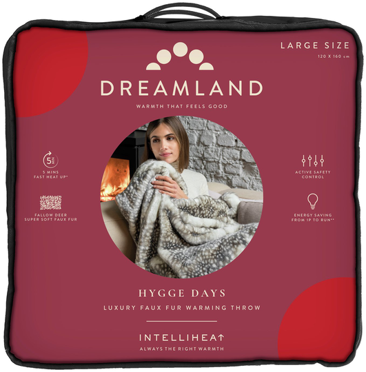 Dreamland Reindeer Print Faux Fur Heated Throw