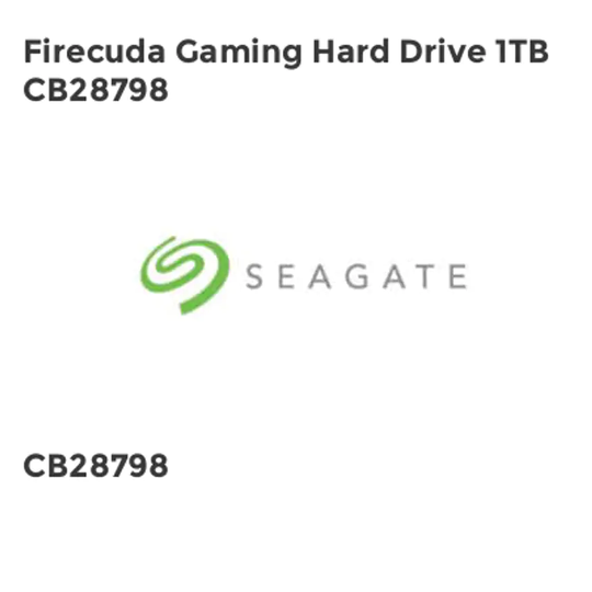 Seagate Firecuda Gaming Hard Drive 1TB CB28798- you get 2