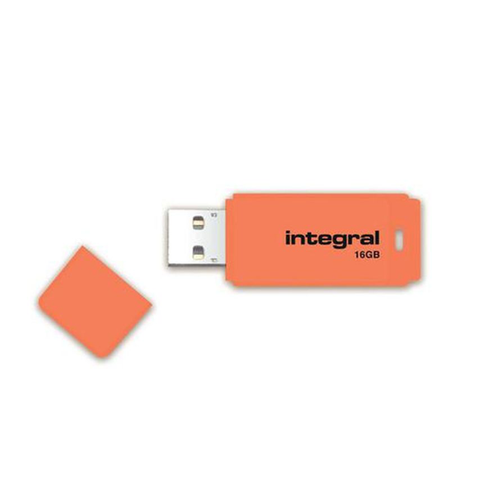 Integral Neon USB Drive 2.0 Capacity 16GB Orange Ref INFD16GBNEONOR
