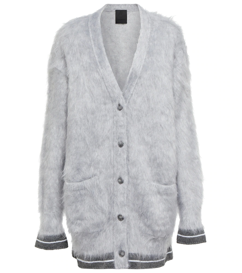 Striped fuzzy oversized cardigan