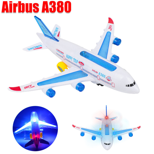 Airplane Toys for Kids, LED Flashing Lights and Sounds (Airbus A380)
