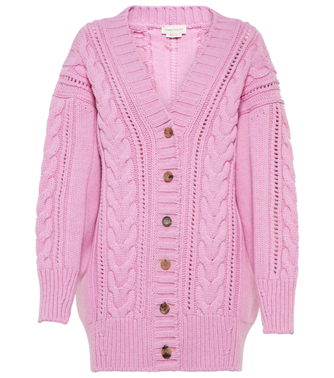 Cable-knit wool cardigan
