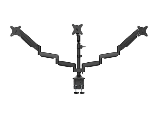 Workstream Triple Monitor Gas Spring Mount | For up to 32 Inch Screens | Fully Adjustable Center Mount