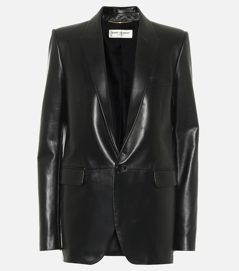 Single-breasted leather blazer