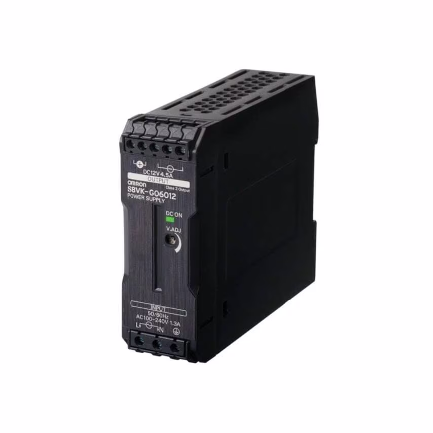 Omron Book Type Power Supply, Pro, 60 W, 12 VDC, 4.5A, DIN Rail Mounting