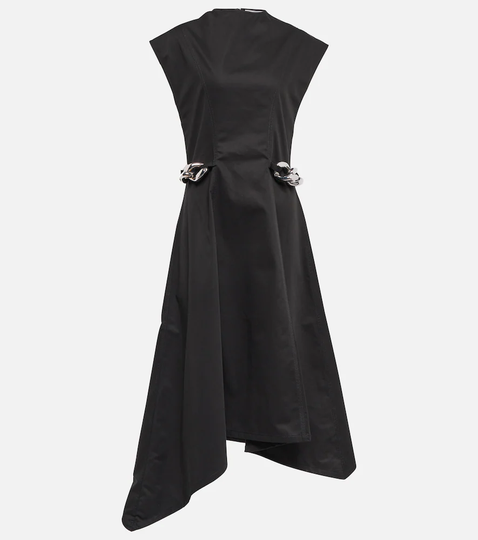 Embellished asymmetric midi dress