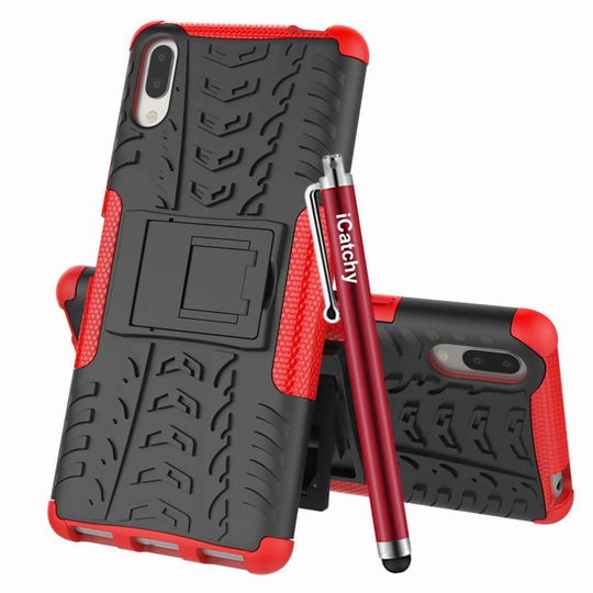 (Red) For Sony Xperia L3 Shockproof Hybrid Phone Case