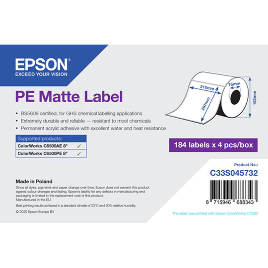 Epson Pe Matte Label Die-Cut Roll- you get 4