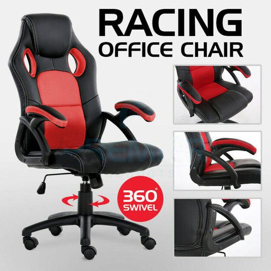 OFFICE CHAIR EXECUTIVE RACING GAMING SWIVEL PU LEATHER SPORT COMPUTER