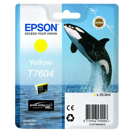 Epson Epson T7604 Killer Whale Yellow Standard Capacity Ink Cartridge 26ml - C13