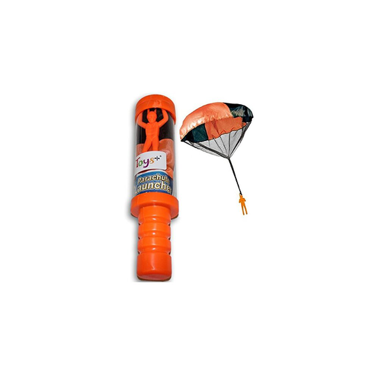 Toy Skydiver Parachute Man with Launcher Container Tangle Free (Colors and Styles May Vary)