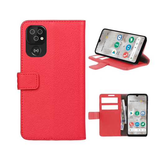 (Red) Phonecase wallet 2-card Doro 8100