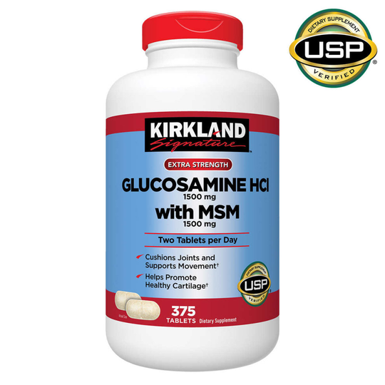 Kirkland Signature Extra Strength Glucosamine HCI + MSM, 375 Tablets