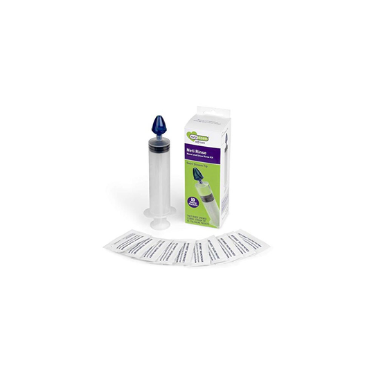Neti Sinus Rinse Kit, Ezy Dose Nasal Syringe for Allergy Relief, Nasal Flushing Kit with 10 Saline Packets