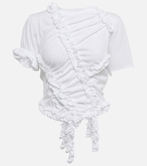 Ruffle-trimmed cotton top