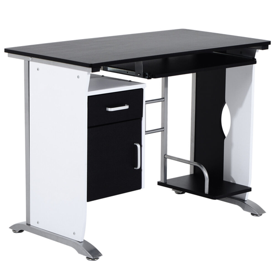 HOMCOM Computer Desk Drawer PC Writing Wooden Workstation Keyboard