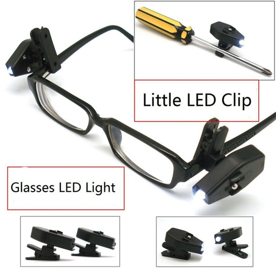 2X Adjustable LED Reading Night Light Clip On Glasses Spotlight Lamp
