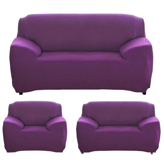 (10. Purple, 1 Seater(90-140cm)) Stretchable 1/2/3/4 Seater Sofa Cover Slipcover Couch Protector