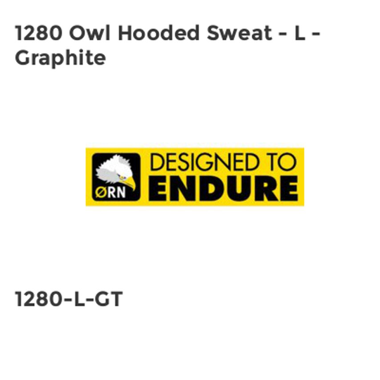 Orn 1280 Owl Hooded Sweat - L - Graphite