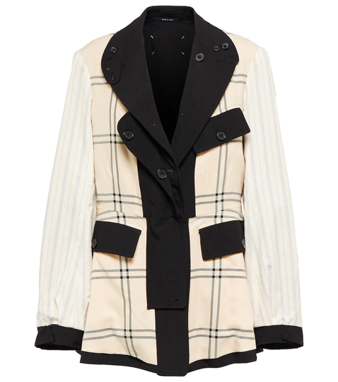 Reversible checked virgin wool jacket