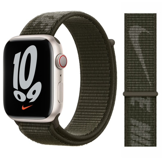 Apple Nike Sport Loop Strap (45mm) - Cargo Khaki/Olive Grey
