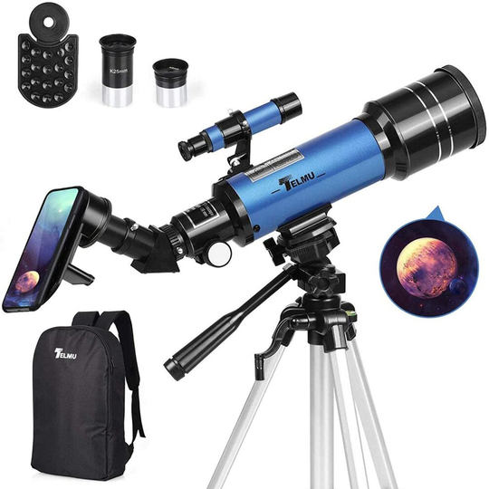 TELMU Telescope, 70mm Aperture 400mm AZ Mount Astronomical Refracting