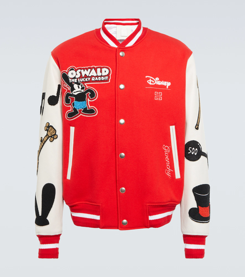 x Disney® leather-trimmed wool-blend varsity jacket