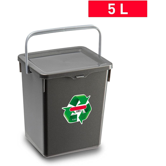 (1 X Grey-anthracite Storage Container) 5L Plastic Storage Container with Lid