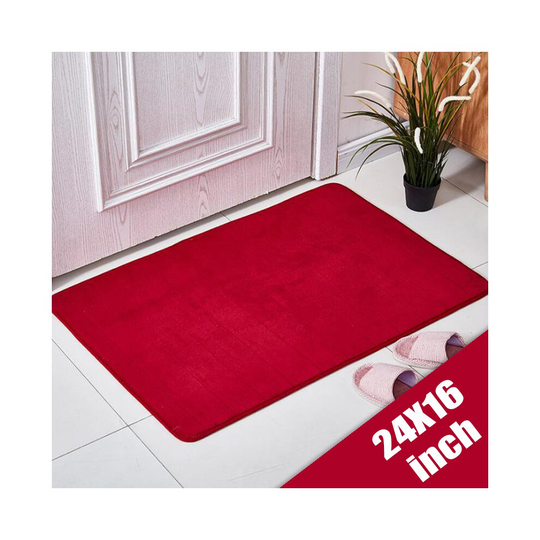(Red) Memory Foam Bath Rug Pedestal Mat Anti Slip Toilet Shower Bathroom Super S