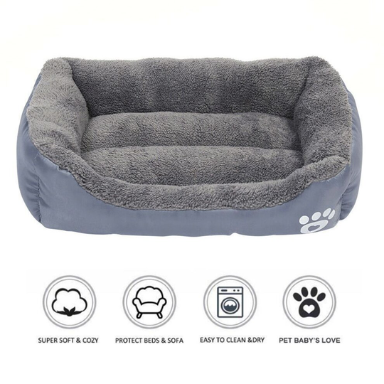 (Grey, L: (66X50cm)) Pet Dog Cat Bed Soft Warm Cushion Puppy Kennel Mat Blanket Washable