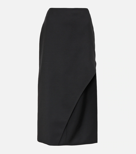 Wool and mohair midi skirt