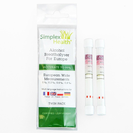 Twin Pack of Breathalyzer Test Kits for France, UK, Germany with European Wide Measurements