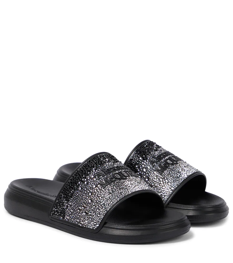 Logo embellished rubber slides