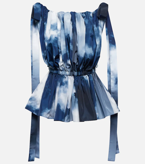 Off-shoulder printed peplum top