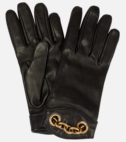 Embellished leather gloves
