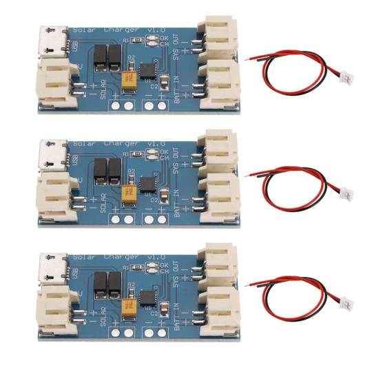 3x CN3065 4.4-6V Solar LiPo Charger Board 500mA with 2pin JST Connector Cable