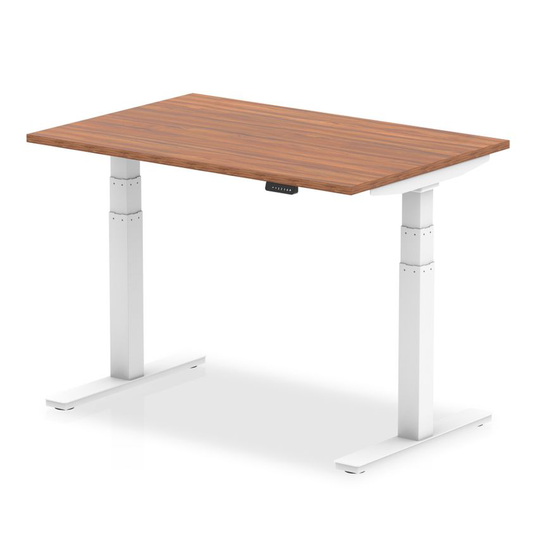 Dynamic Air 1200/800 Walnut Height Adjustable Desk with White Legs
