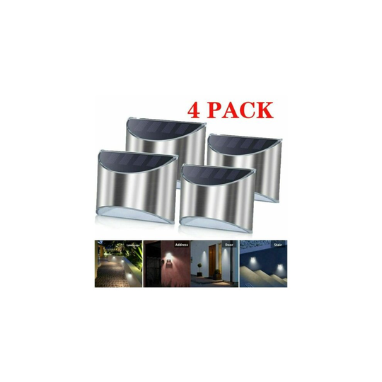 4 Pack LED solar garden wall fence lights outdoor terrace wall lights