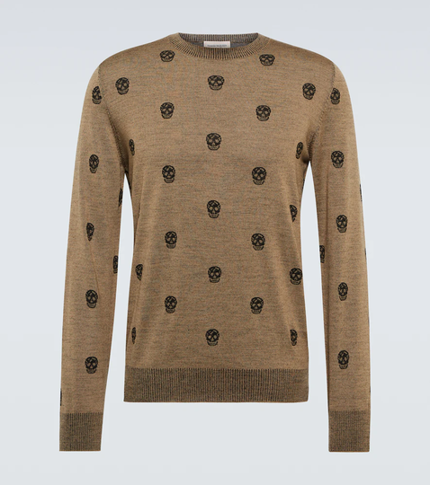 Skull jacquard virgin wool sweater