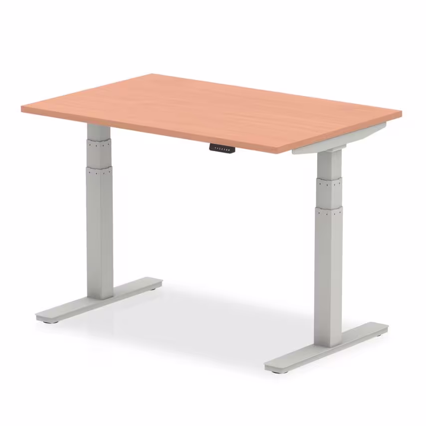 Dynamic Air 1200/800 Beech Height Adjustable Desk with Silver Legs