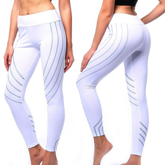 (2# white, L / UK 10-12) Womens Yoga Fitness Sports Gym Exercise Running Jogging Activewear Leggings